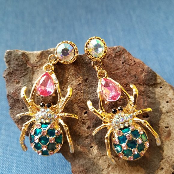 Colorful Spider Earrings - NWOT - Picture 2 of 6